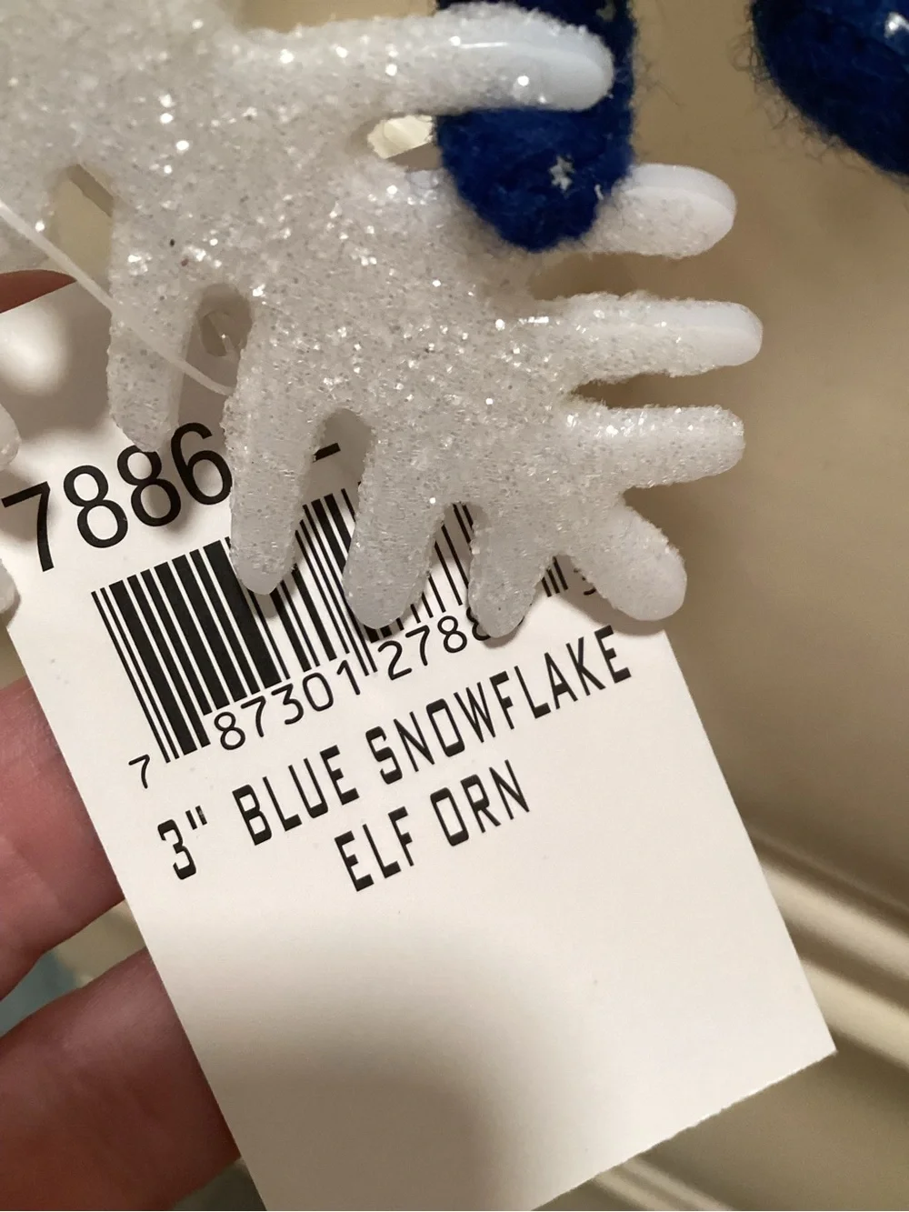 VTG 3” Blue Snowflake Elf Ornament NWTS RARE